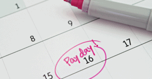 budget calendar showing payday date